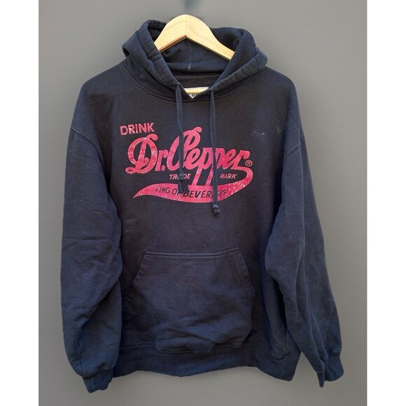 VTG Mens Dr Pepper Promotional Hoodie Sweatshirt Adult XL Logo Pullover Y2K Rare - Picture 1 of 5